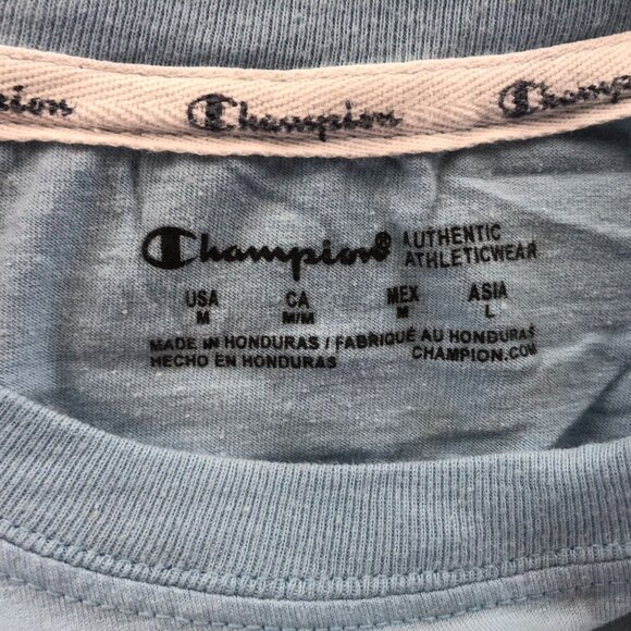 Champion Mens T-Shirt Medium Light Blue Athletic Short Sleeve Casual Graphic Tee - Picture 7 of 7